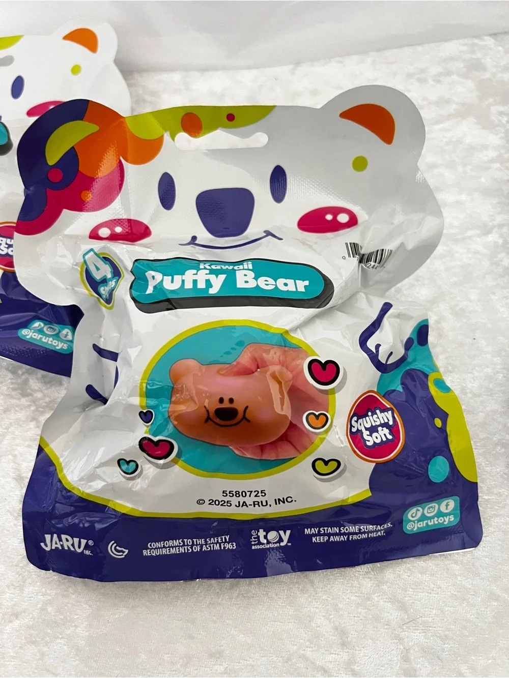 Lot of 4 Kawaii Squishy Soft Puffy Bear Party Favor Kids Toy Age 3+